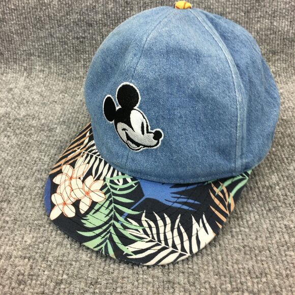 Disney Other - Disney Mickey Mouse Hat Cap Strap Back Youth Boys Blue Floral Adjustable Logo